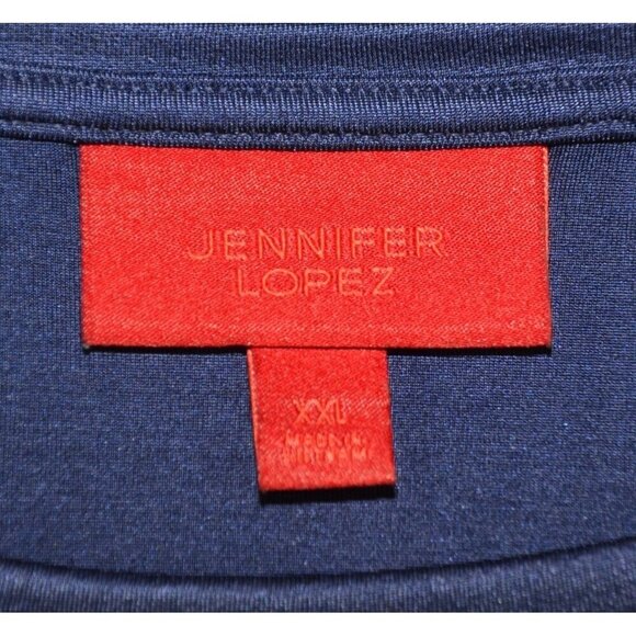 Jennifer Lopez Silky Blue Blouse Top Size XXL 3/4 Rushed Sleeve Career Night Out - Picture 7 of 9